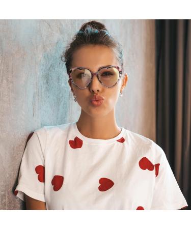 LVIOE Heart Blue Light Blocking Glasses for Women - Stylish UV Filter Fake Glasses - LB960 A04 Black Ink - Buy Online on GoSupps.com