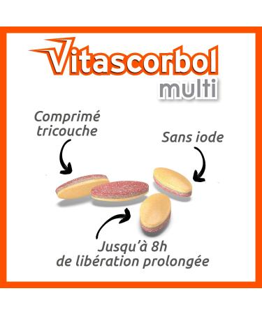 VITASCORBOL - Multivitamin Food Supplement - Multi Adult - Extended Release - Fatigue and Immune System - 30 Day Program - 30 Tablets to Swallow - Buy Online on GoSupps.com