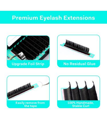 Premium Silk 0.03 D Curl Eyelash Extensions 13-20mm Individual Lashes - Soft Matte Dark Professional Eye Extension Supplies - Buy Online on GoSupps.com