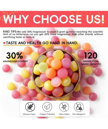BEZNH Magnesium Gummies 800mg per Bottle 120 Gummies Four Mixed Flavors Easy to Chew Magnesium Supplement for Home Office and Gym Supporting Relaxation Sleep and Fitness - Buy Online on GoSupps.com