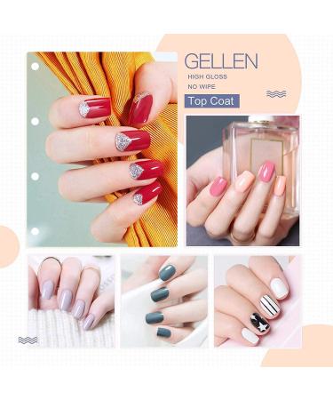 Gellen No Wipe Top Coat Base Coat for Gel Nail Polish - Long Lasting High Gloss Finish 0.27 fl oz - Buy Online on GoSupps.com
