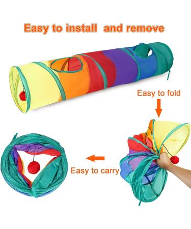 Shoze Cat Tunnel Collapsible Cat Toys Tunnel with 2 Peek Holes Rainbow Tunnel for Indoor Cats Pet Interactive Play Tunnels with a Play Ball Exercising Hiding Training and Running with Fun - Buy Online on GoSupps.com