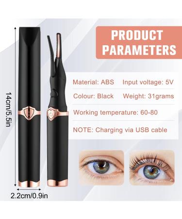 Heated Eyelash Curler - Mini Electric USB Rechargeable Beauty Tool for Women - Portable Makeup Curling - Black - Buy Online on GoSupps.com