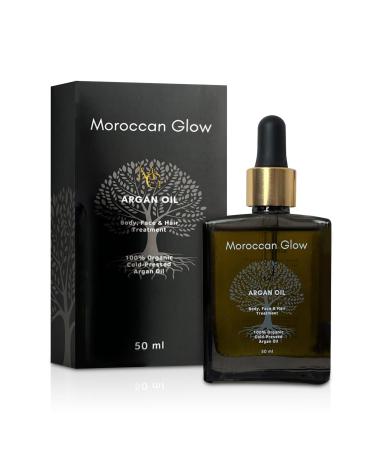 Moroccan Glow® 100% Pure Organic Argan Oil – Handmade, Cold Pressed, Vegan, Cruelty Free – 50ml, Bottled in Germany