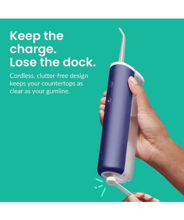 Buy Quip Water Flosser - Cordless Rechargeable Dental Pick with Adjustable Pressure & 360 Rotating Tip - Midnight Blue - International Shipping Available - Buy Online on GoSupps.com