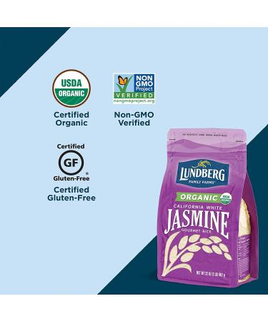 Lundberg Family Farms Organic California White Jasmine Rice 32 oz (6-Pack) | Floral Scent, Buttery Flavor | Gluten-Free, Non-GMO, USDA Certified Organic, Vegan, Kosher - Buy Online on GoSupps.com