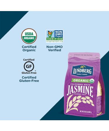 Organic Lundberg White Jasmine Rice - Floral Scent, Buttery Flavor | Gluten-Free, Non-GMO, Vegan | USDA Certified, Kosher | 32 oz 6-Pack - Buy Online on GoSupps.com