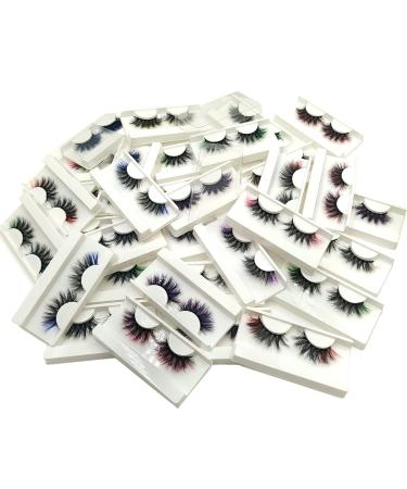 Ellazzle 20 Pairs Colored Lashes Fluffy False Mink Eyelashes 5D Dramatic Wispy Lashes Colored Lashes Strips 1 Count (Pack of 20)