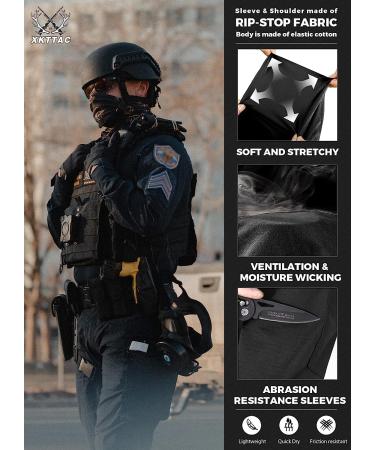 XKTTAC Hiking Shirt - Tactical Combat Military 1/4 Zip Long Sleeve, Black, Large - Buy Online on GoSupps.com