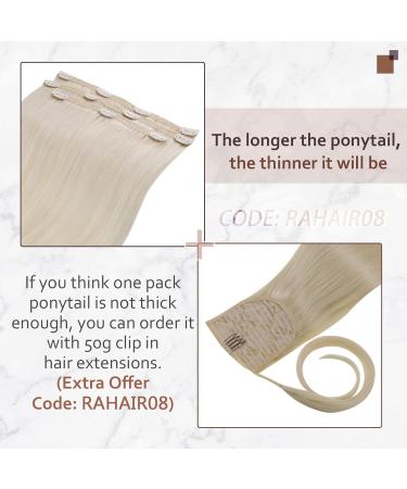 Runatur Platinum Blonde Real Hair Braid Extensions | 22-Inch Clip-In Braid for Extreme Ponytails | 55cm #60 80g Long Hair Extensions - Buy Online on GoSupps.com