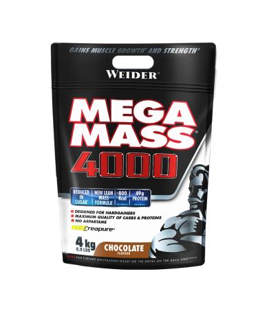 Weider Mega Mass 4000 Chocolate Flavor 4000g 69 Carbohydrates Enriched with vitamins and minerals With less sugar Halal