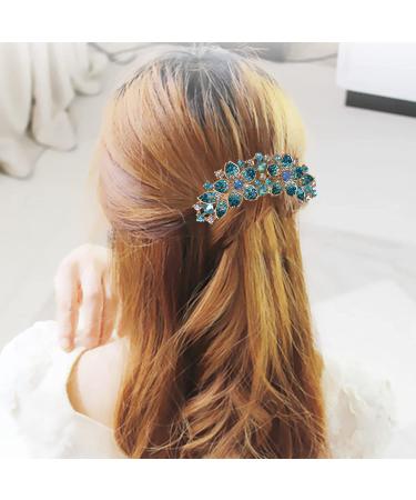 Sankuwen Women Rhinestone Flower Hair Comb Hairpin Barrette - Blue | Perfect Mother's Day Gift for Mom - Buy Online on GoSupps.com
