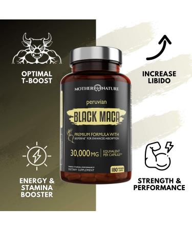 Mother Nature Organic Black Maca Root 30 000mg - 180 Capsules for Energy & Vitality - Buy Online on GoSupps.com