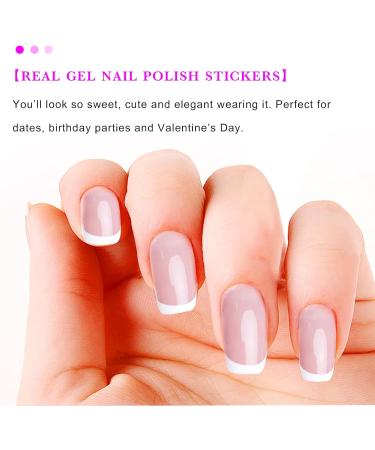 SHIYUAN 18 Stickers Semi Cured Gel Nails Strips French Style Gel Nail Stickers Made of Real Gel Nail Polish for Weddings Graduations Fashion Parties - Buy Online on GoSupps.com