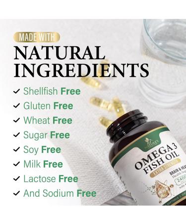 Omega 3 Fish Oil Supplements 2400 mg - Triple Strength Omega3 - EPA & DHA with Essential Fatty Acids - Natural Immune Brain & Heart Health Support - Burpless Lemon Flavor Wild Caught - 120 Softgels 120 Count (Pack of 1) - Buy Online on GoSupps.com