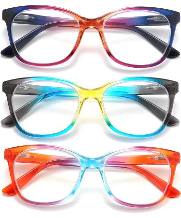 Ajyado Blue Light Blocking Reading Glasses for Men & Women - 3 Pack Anti-UV Enlarging Reader Glasses (Light Brown/Blue/Red 2.5x) - Buy Online on GoSupps.com