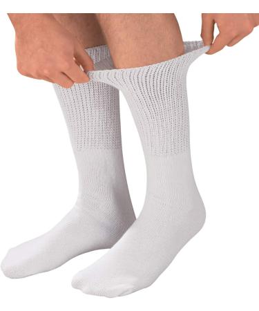 Creswell Diabetic Crew Socks (3 Pairs, White, Size 9-11) - Made in USA - Buy Online on GoSupps.com