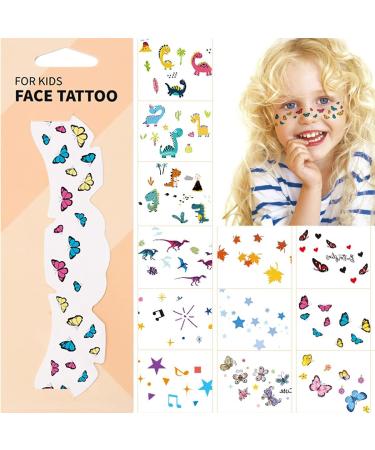 db11 Small Face Tattoos Temporary for Kids Boys Girls Freckle Stickers Cute Birthday Party Favors 12 Sheets  Butterfly Flower Dinosaur Face Art Decals Fall Festival Makeup Children Christmas Props