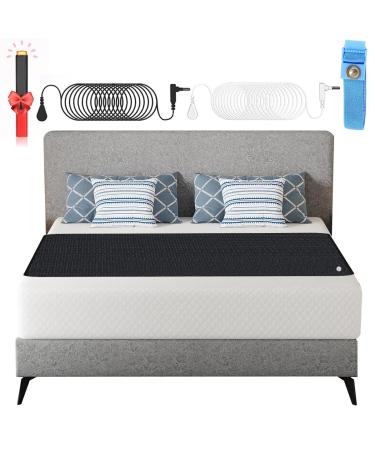 Widufy grounding mat for better sleeping with 2 ground cords and test pencil ground sheet for health connection to earth for pain relief ground mat for bed (67.8 x 200.7 cm+2 26.7 "*79" +2 Cords+Pen
