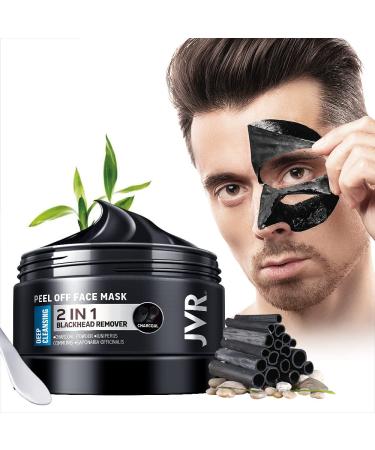 JVR Blackhead Remover Mask for Men Bamboo Charcoal Peel Off Black Mask Purifying & Deep Cleansing for All Skin Types 120g Peel off mask