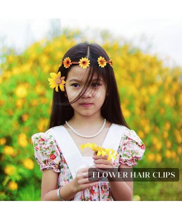 AWAYTR Sunflower Headband Hippie Flower Crown for Women - Set of 8 | Adjustable Daisy Hair Wreath for Girls - Mixed Color Sunflower Hair Accessories - Buy Online on GoSupps.com