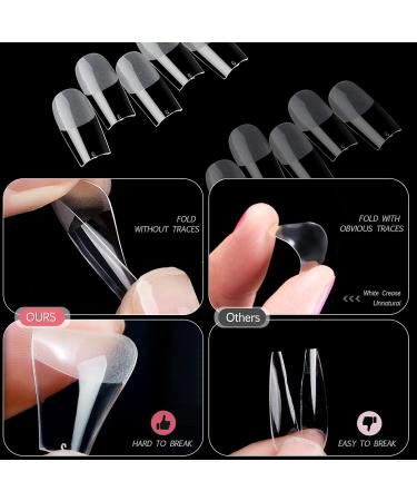 Shop NAGESTIPS Transparent Fake Nails - 420 Pcs Short Square Nail Tips Set | Full Cover | 12 Sizes for Professional Quality Manicures - Buy Online on GoSupps.com