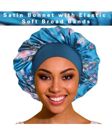 Satin Bonnet for Sleeping - 4 Pack Large Silk Bonnets for Black Women - Elastic Soft Band for Hair Care - Buy Online on GoSupps.com
