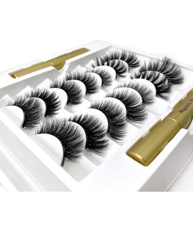 Rechoo Magnetic Eyelashes Kit - 14 Pairs Long & Thick False Eyelashes with Magnetic Eyeliner - Reusable 3D Natural Lashes - Includes Applicator & Tweezers - Buy Online on GoSupps.com
