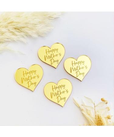 auwiyd 20 PCS Happy Mother's Day Cupcake Topper Acrylic Gold Heart-shaped Cupcake Toppers Mother's Day Cake Decoration Baking Dessert Decor for Mother's Day Party - Buy Online on GoSupps.com