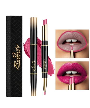 ChaneeHann 2-in-1 Lipstick & Liner Lip Liner and Lipstick Set Double Head Matte Lipstick & Lip Liner Matte Make Up Lip Liners Pencil Waterproof - Shaping Lip Liner Set For Girls (03 Peach Blossom)