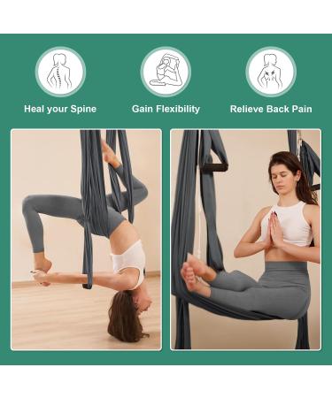 Leogreen Aerial Yoga Hammock - Heavy Duty Nylon Swing with 6 Handles Supports Up to 300kg Dark Gray - Buy Online on GoSupps.com