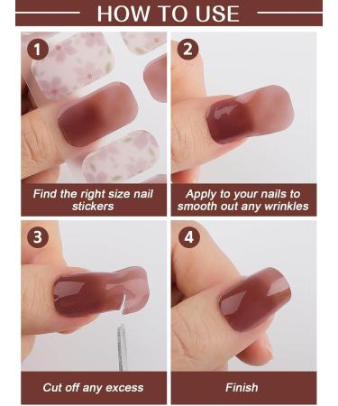 EBANKU 20 PCS Gel Nail Strips Nail Gel Polish Strips Full Wraps Adhesive Gel Nail Stickers with Nail File and Stick(UV/LED Lamp Required) (5) - Buy Online on GoSupps.com