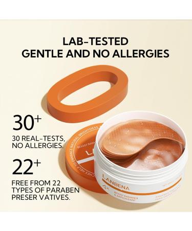 LANBENA Vitamin C Under Eye Patches - 60 Pcs Cooling Eye Masks for Dark Circles Puffiness Fine Lines & Anti-Aging - Hydrating Caffeine & Niacinamide Treatment - Buy Online on GoSupps.com