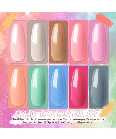 PEACECOLOR Gel Nail Polish Set with Lamp 36W Starter Kit 10PC Pink Green Blue Spring Gel Polish Colors Set with Matte Top Coat Nail Decorations Manicure Tools Gel Manicure Kit Beauty Gift XA-21 - Buy Online on GoSupps.com