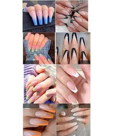 French Smile Line Tip Cutter Set - Nail Art Manicure Edge Trimmer Stencil - Almond V Shape Plate Guides Module - DIY Nail Acrylic Tool Kit - Buy Online on GoSupps.com