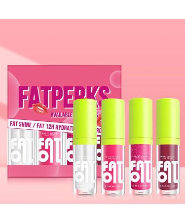 Leogony 4PCS Lip Oil Set Non-Sticky Fat Oil Lip Moisturizing Lip Oils Long Lasting for Girls and Women - Buy Online on GoSupps.com