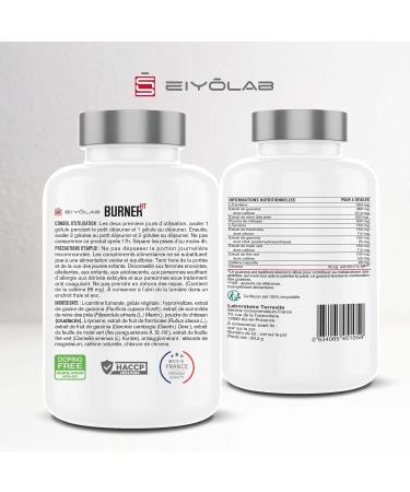 Burner HT | Powerful Fat Burner | Effective Hunger Suppressant | L-Carnitine + Guarana + Green Tea + Garcinia Cambogia + Mate | 120 Vegan Capsules | Full Spectrum for Weight Loss | Eiyolab - Buy Online on GoSupps.com