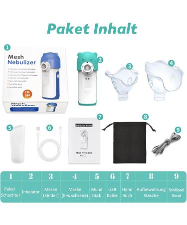 Inhalation Device for Babies & Adults - Wholede Versegler Portable Inhalator with Masks | Mesh Nebulizer with Dual Modes - Green - Buy Online on GoSupps.com