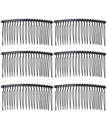 6 Pieces Hair Comb Clips  20 Teeth Metal Hair Side Combs Wire Twist Combs Bridal Wedding Veil Combs Decorative Hair Comb Accessory for Women and Girls (Black)