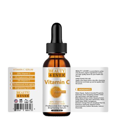 Vitamin C Serum with Hyaluronic Acid Retinol & Niacinamide Anti-Aging Reduce Fine Lines Dark Spots & Brighten Skin (1 oz - Buy Online on GoSupps.com