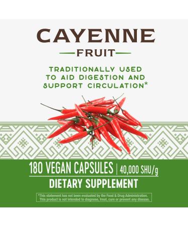 Nature's Way Cayenne Pepper 40,000 SHU - Non-GMO, Gluten Free, Vegetarian Capsules (180 Count) - Buy Online on GoSupps.com