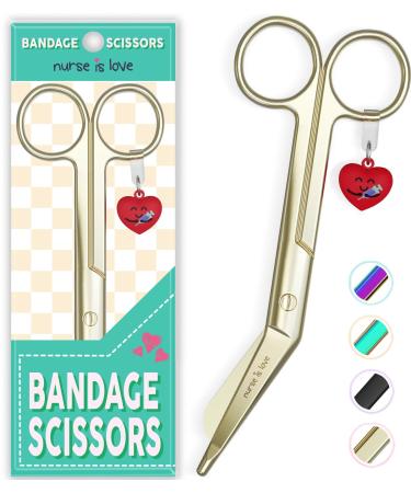Nurse is Love Nursing Scissors | Bandage Scissors | Perfect Nurses Scissors for First Aid Vet Students Sharp Blades & Round tip for Wound Care in Stainless Steel Gold - Buy Online on GoSupps.com