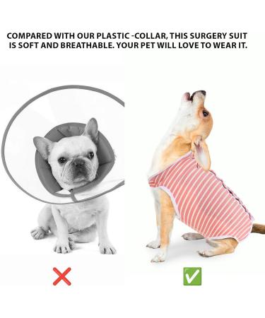 WLLHYF After Surgery Dog Recovery Onesie Comfortable Puppy Post Neuter Surgery Shirt Cone Alternative Wound Protective Body Suit Clothes for Large Small Dogs (Pink White Stripe) (Small) - Buy Online on GoSupps.com