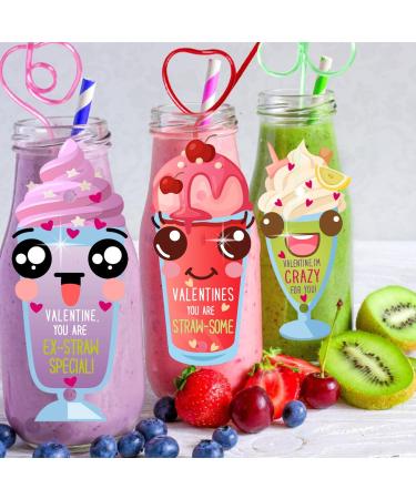 EIDIND 32pcs Valentines Day Straws with Cards for Kids Valentine Day Exchange Cards with Twisty Straws for School Girls Boys Toddlers Class Classroom Party Favors - Buy Online on GoSupps.com