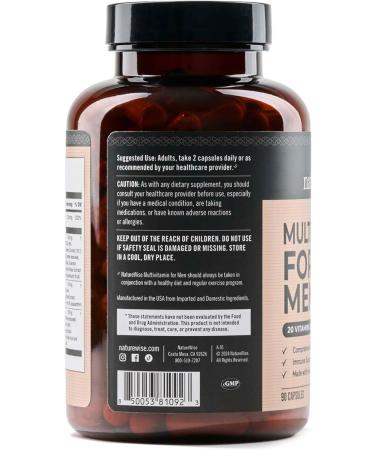 NatureWise Multivitamin for Men - Daily Male Support - Minerals & Herbs for Energy Performance Immunity - with Vitamin A C D B-Complex - Soy & Gluten-Free Non-GMO - 90 Capsules 45-Day Supply Unflavored 90 Count (Pack  - Buy Online on GoSupps.com