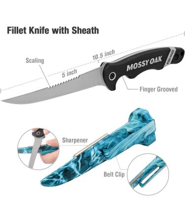 Mossy Oak 4pc Fishing Tool Kit - Pistol Grip Pliers, Fillet Knife, Gripper, Line Snip, Retractor w/ Lanyard - Buy Online on GoSupps.com