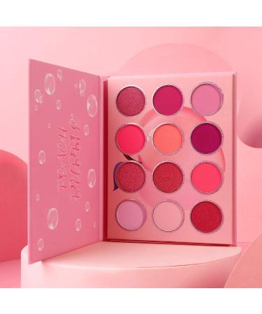 DE'LANCI Pink Purple Eyeshadow Palette Makeup 12 Colors Pigmented Matte Shimmer Cute Eye Shadow Tone Small Bright Peach Red Violet Eyeshadow Pallet Long Lasting Shades For Girl Women Summer Travel - Buy Online on GoSupps.com