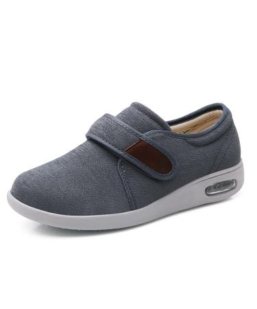 Lfzhjzc Elderly Shoes Adjustable Closure Diabetic Shoes for Men w/Anti Slip Sole Edema Slippers for Edema Orthopaedic Fasciitis (Color : Gris Size : 7) 7 Gris