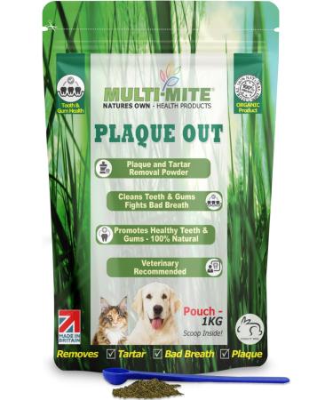 PLAQUE OUT 1KG Pouch Tartar Plaque Off Remover Bad Breath Teeth Gum Care for Dogs Cats 100% Organic - Buy Online on GoSupps.com