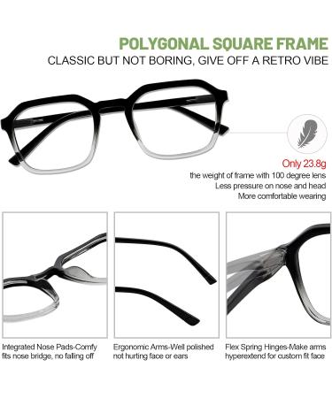 Shop Stylish Women's Square Reading Glasses - Lightweight Readers 1.0 to 6.0 - Black/Clear Options Available - Buy Online on GoSupps.com
